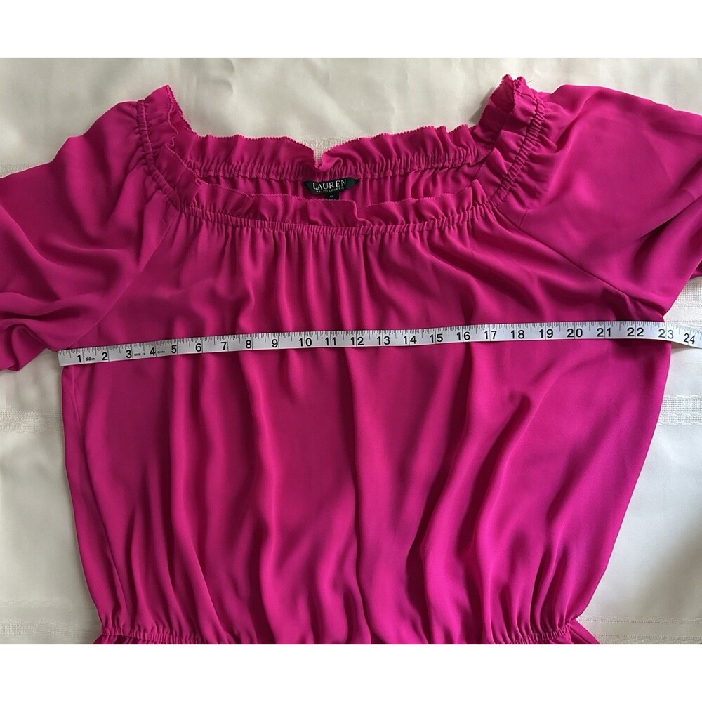 Lauren Ralph Lauren Women's Flowy Fuchsia Blouse - Size 1X Black Label Peplum - Picture 9 of 15